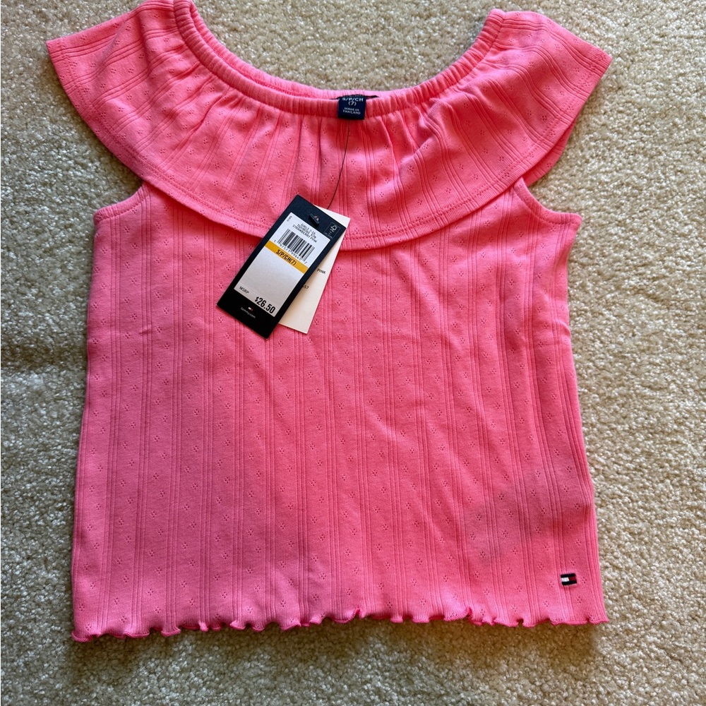 Tommy Hilfiger Pink Sleeveless Ruffled Blouse